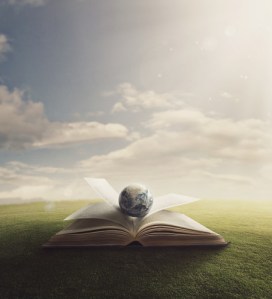 Open Bible on ground