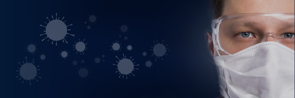 Man in mask . Protection against coronavirus, infection.